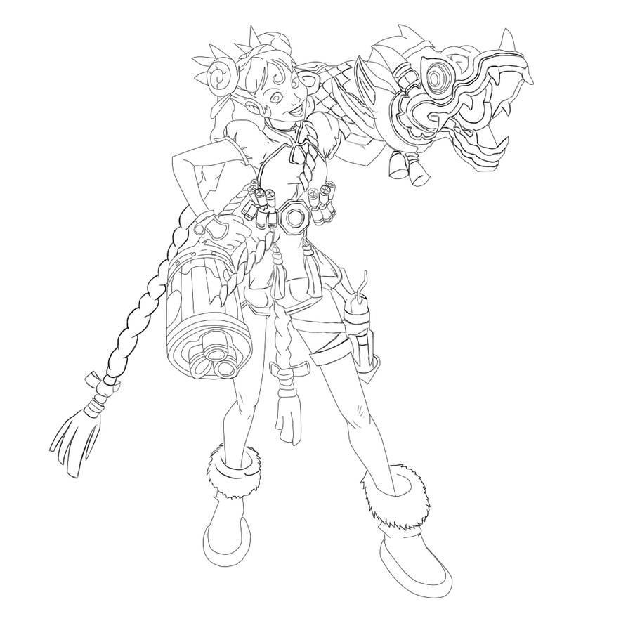 Lunar Jinx lineart by Thourum on DeviantArt