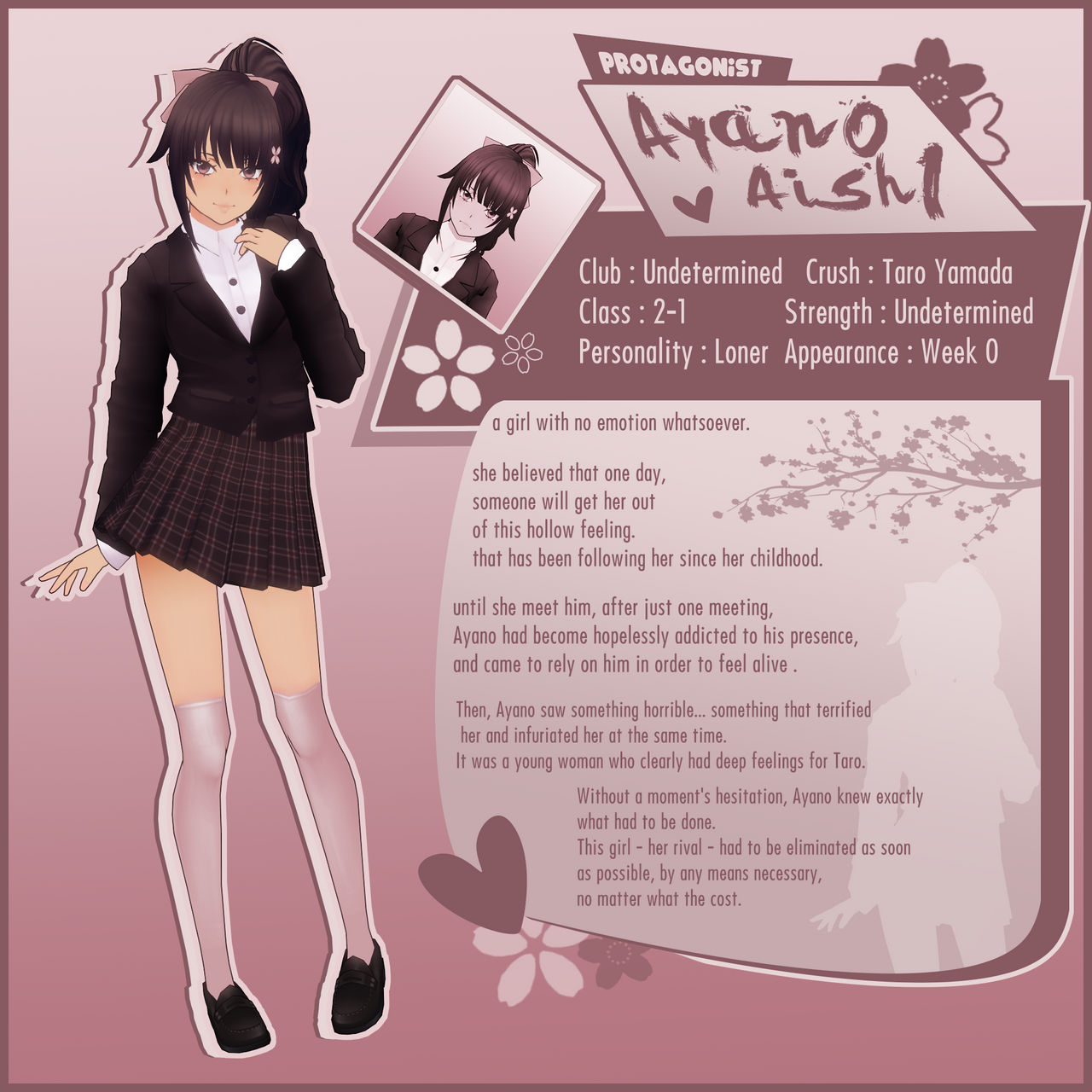 Ayano Aishi l Character Sheet by ImOphelia on DeviantArt