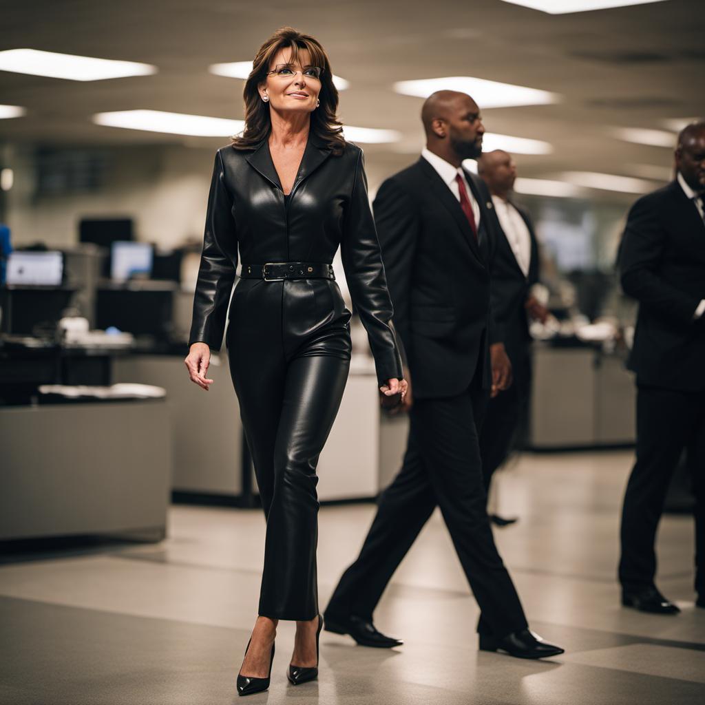 Sarah Palin leather jumpsuit interracial by SusanneSoutien on DeviantArt