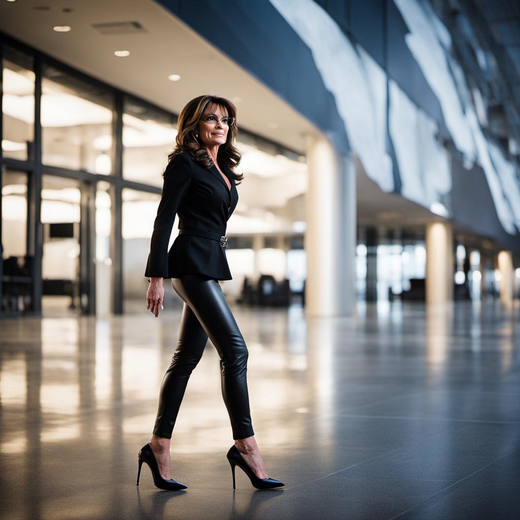 Sarah Palin, leather leggings office outfit by SusanneSoutien on DeviantArt