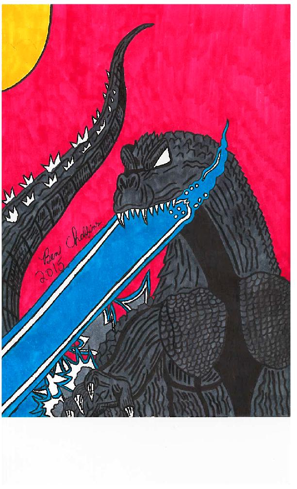 My Godzilla GMK drawing. Scanner quality.