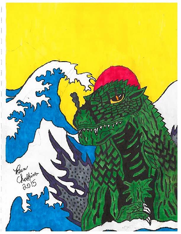 Godzilla 2000 with Japanese waves. (Scanner qual.)