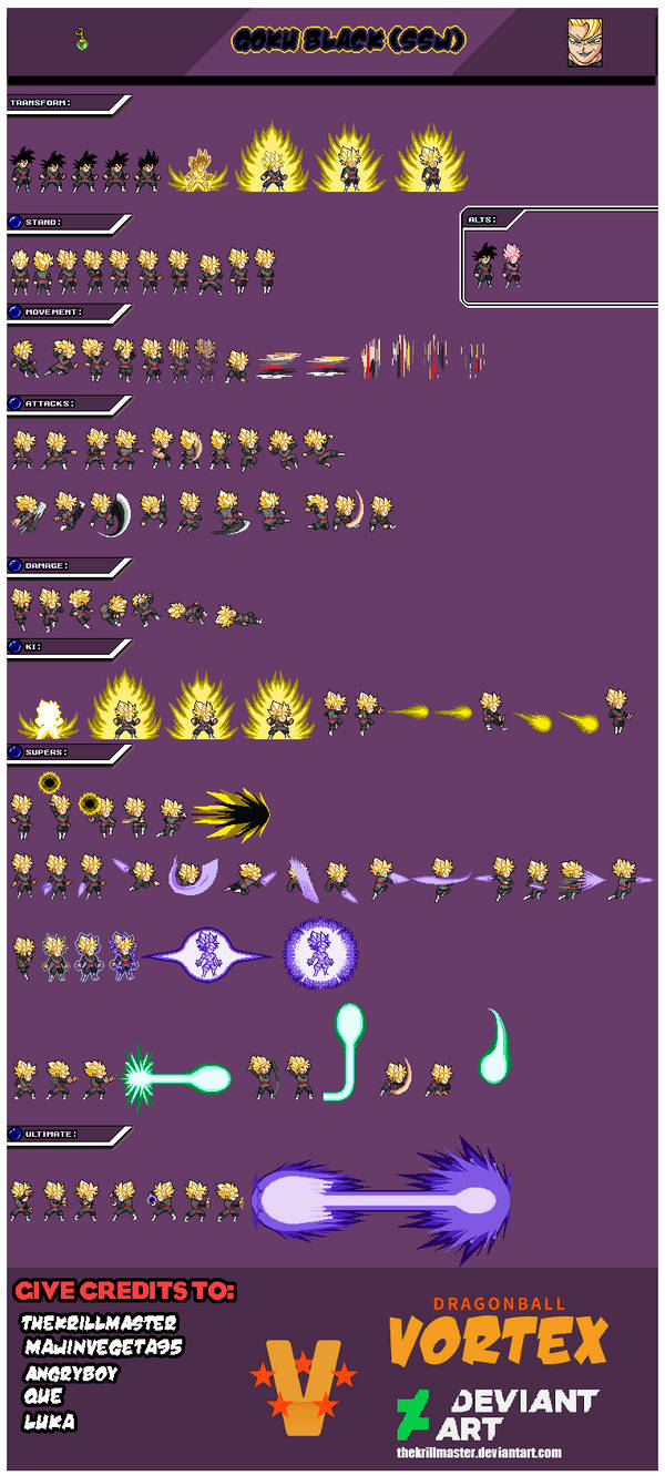 Goku Black SSJ sprite sheet by thekrillmaster on DeviantArt