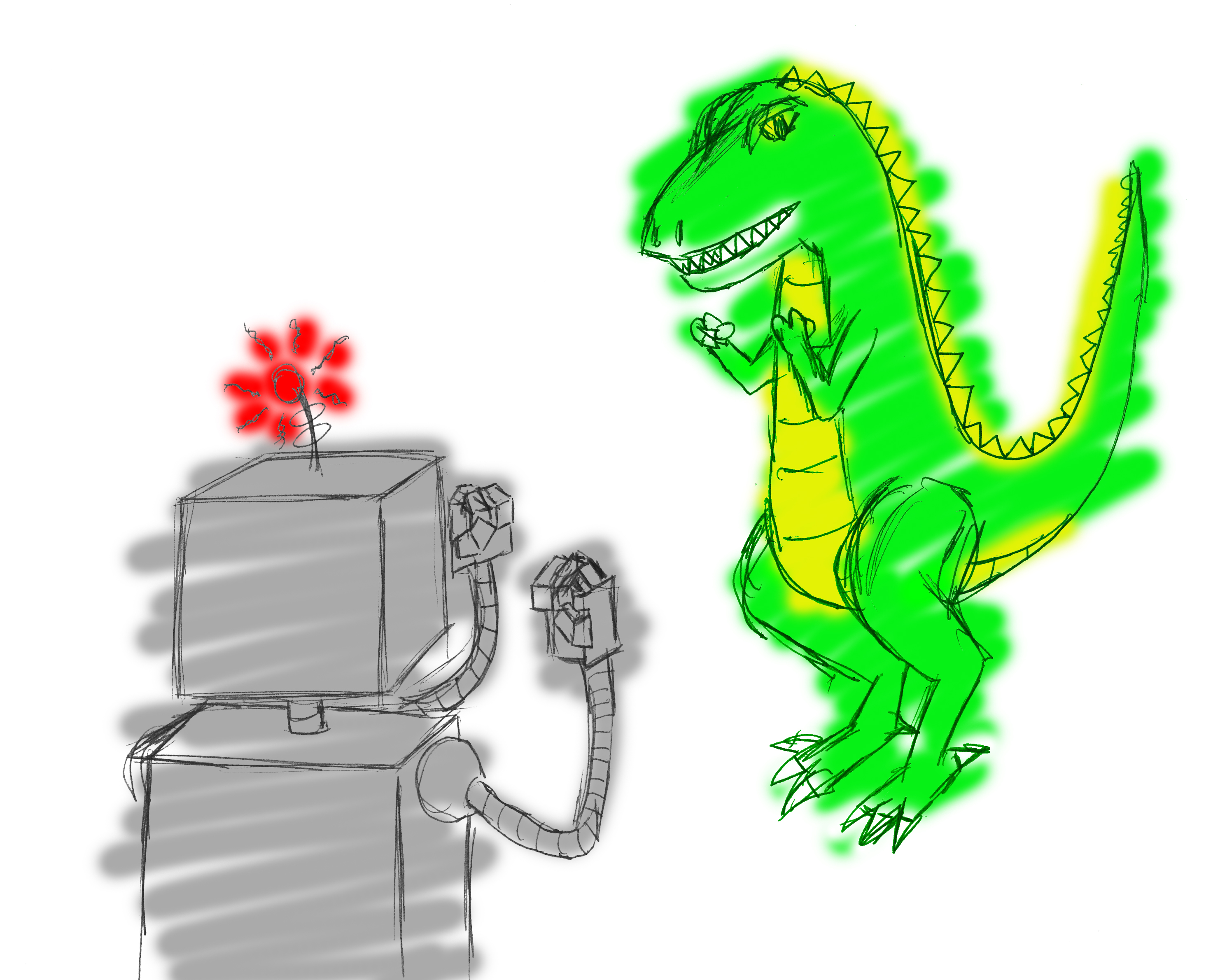 Robot vs. Dinosaur by eventzero on DeviantArt Robot vs. Dinosaur by eventzero on DeviantArt