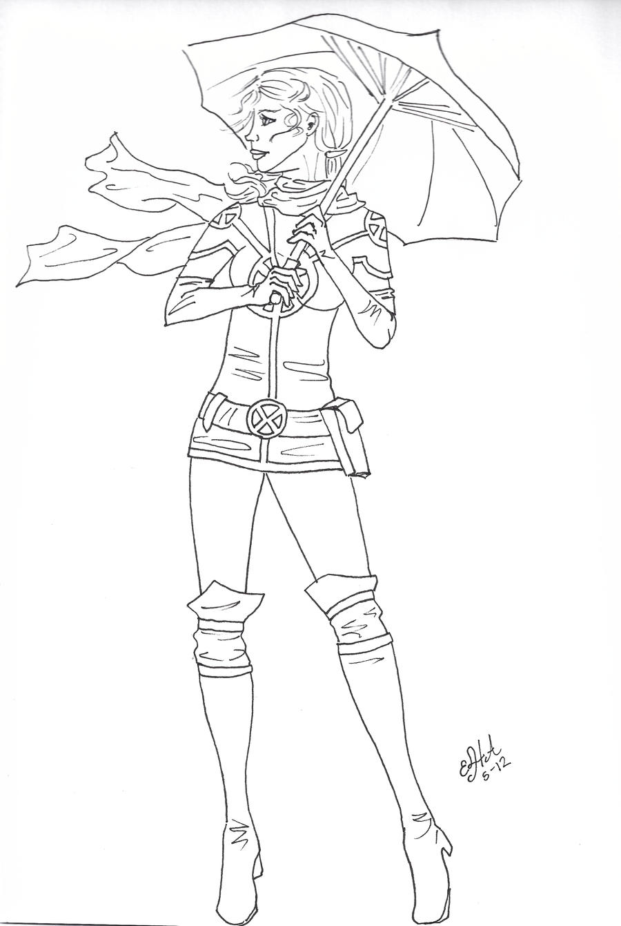 Rogue with Umbrella (Line art)