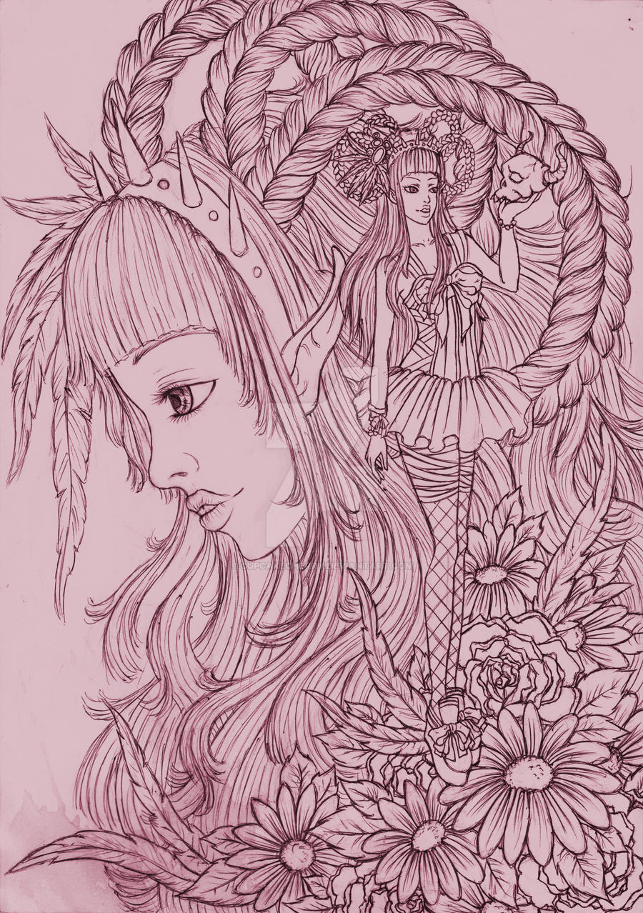 sketch feather princess