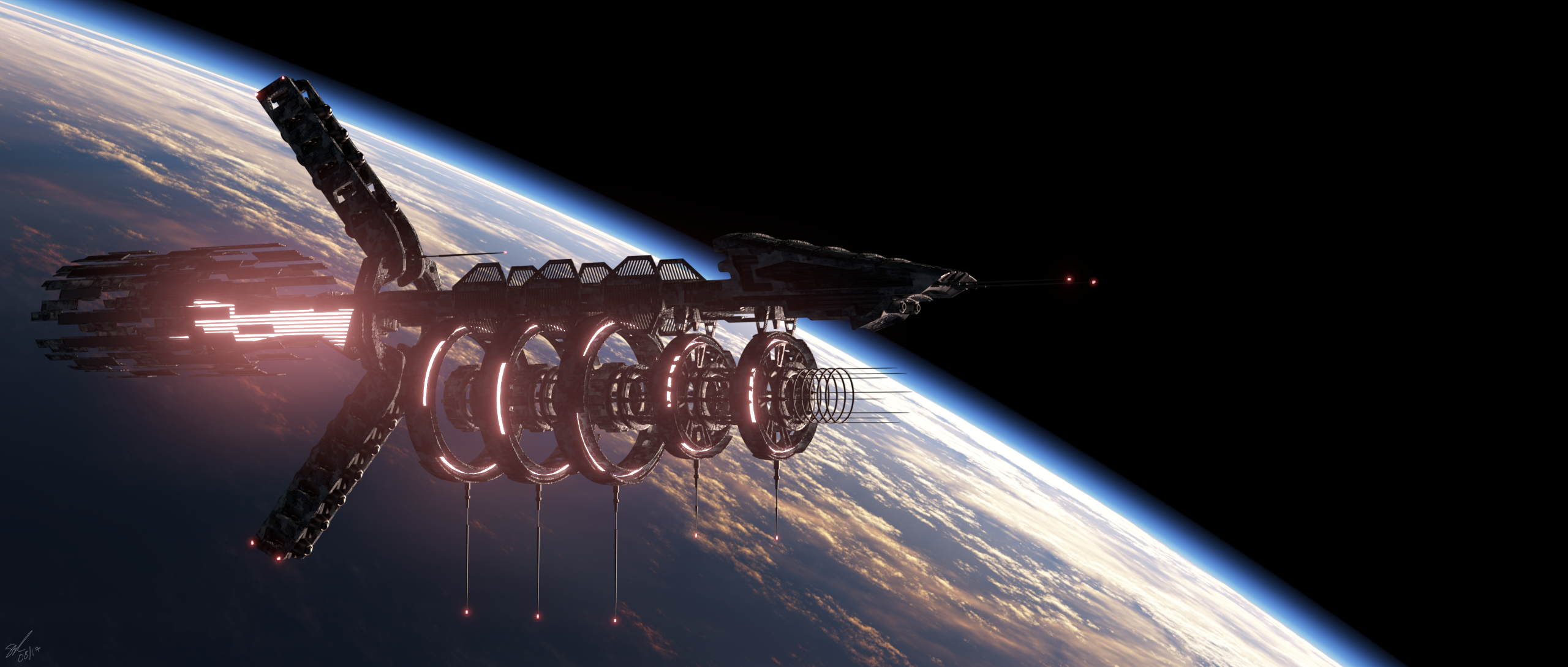 Orbital Rail Gun Platform by SteveReeves