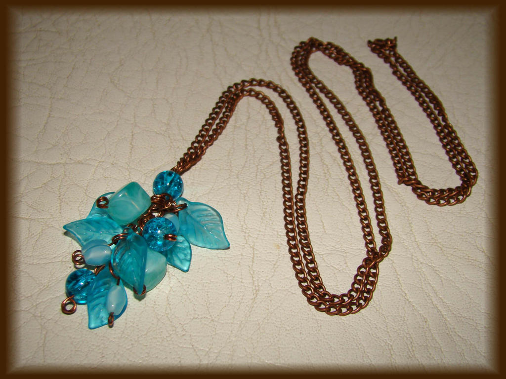 Turquoise leaf long necklace