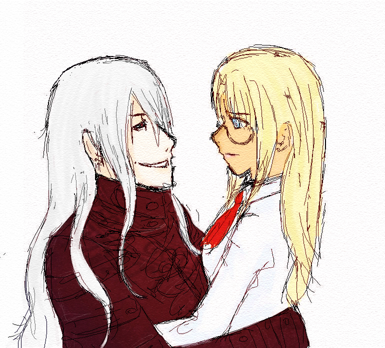 Alucard & Integra, Hellsing, love, kiss