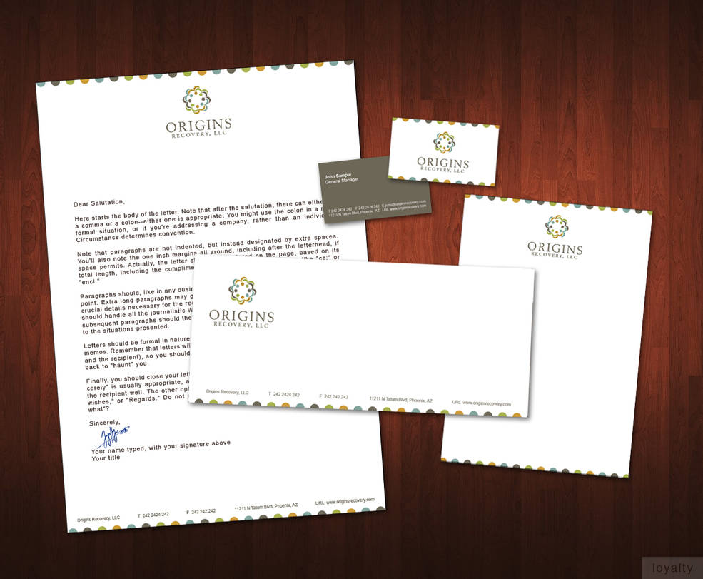 Origins recovery stationery