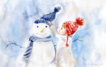 Girl and snowman
