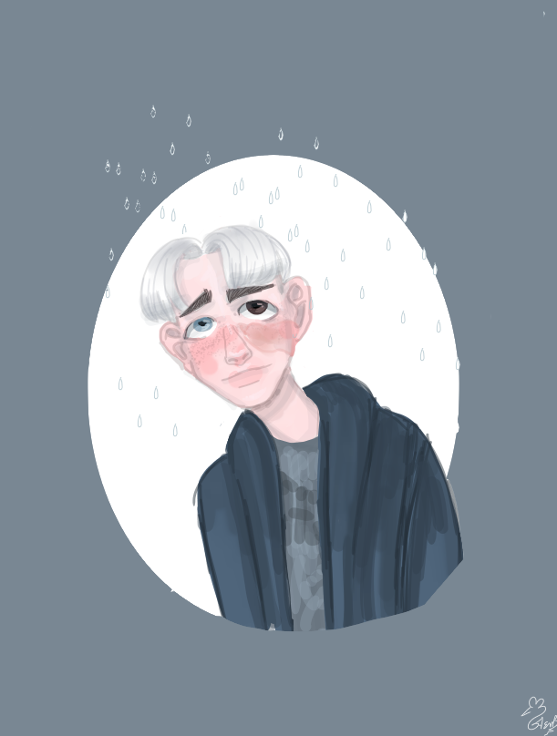 Dude looking at rain or something idk