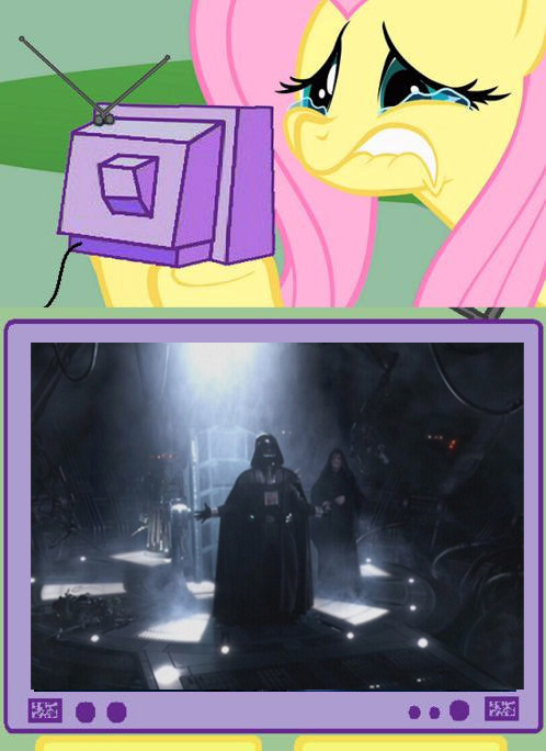 Fluttershy watches Darth Vader suffer