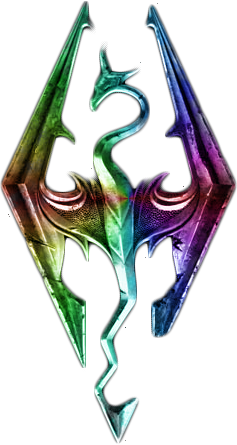 The rainbow skyrim logo