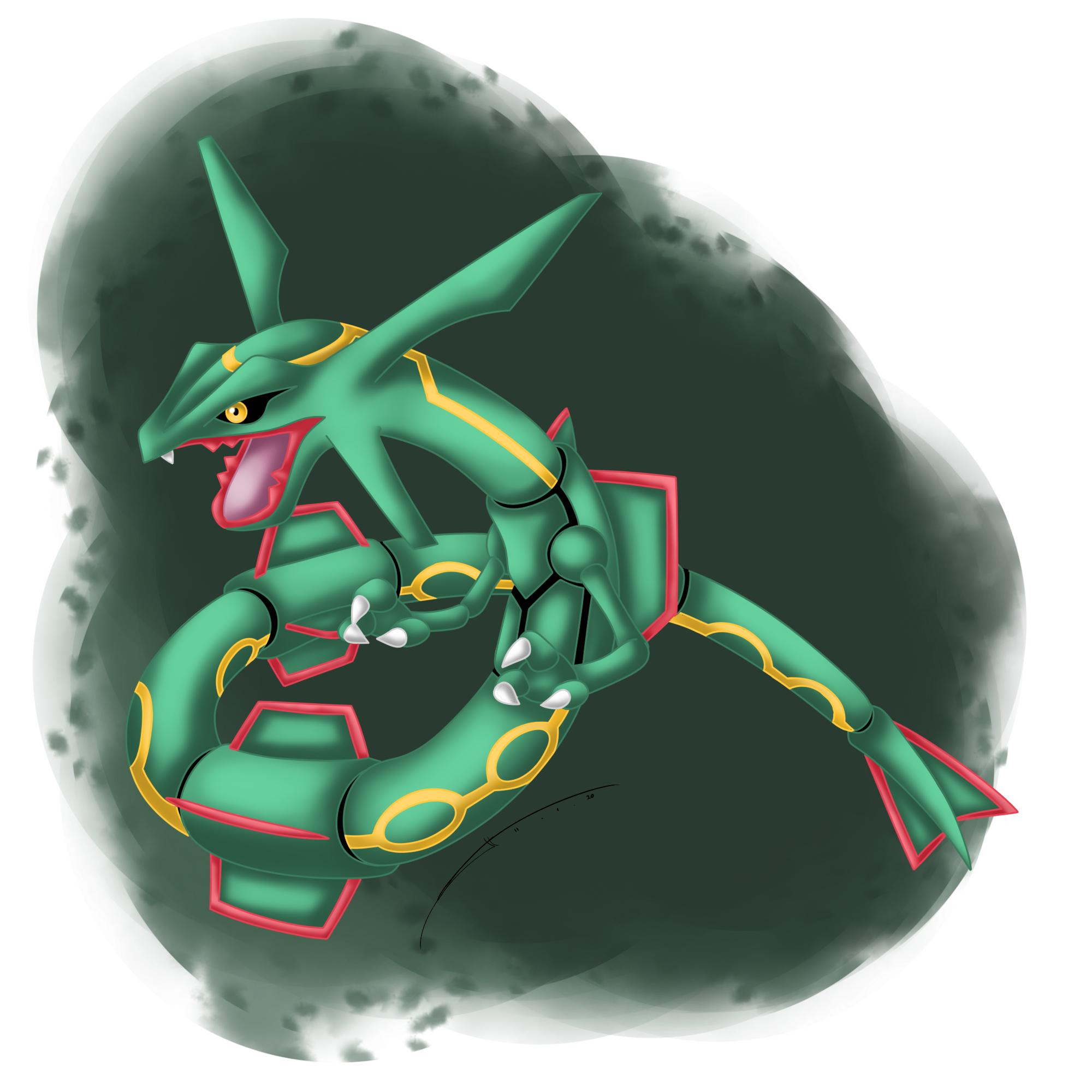 Pokemon: Shiny Rayquaza by GenkoNoMiko on DeviantArt