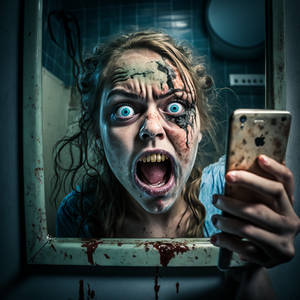 Zombie taking selfi