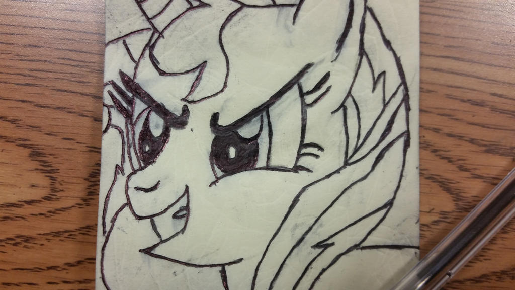 Sunset Shimmer on a post-it