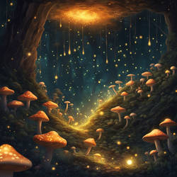 A Swarm Of Fireflies Is Hovering At The Top Of A D