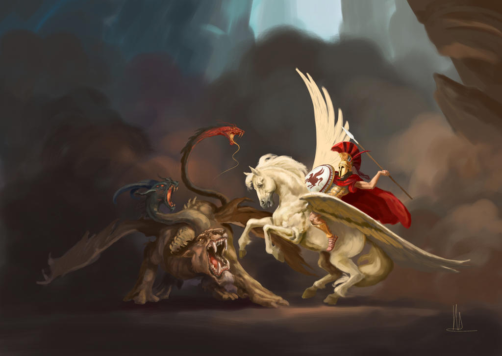 Pegasus versus Chimera by TheBeke
