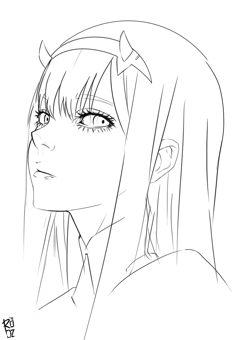 Zero Two Line Art by Ripsta22 on DeviantArt