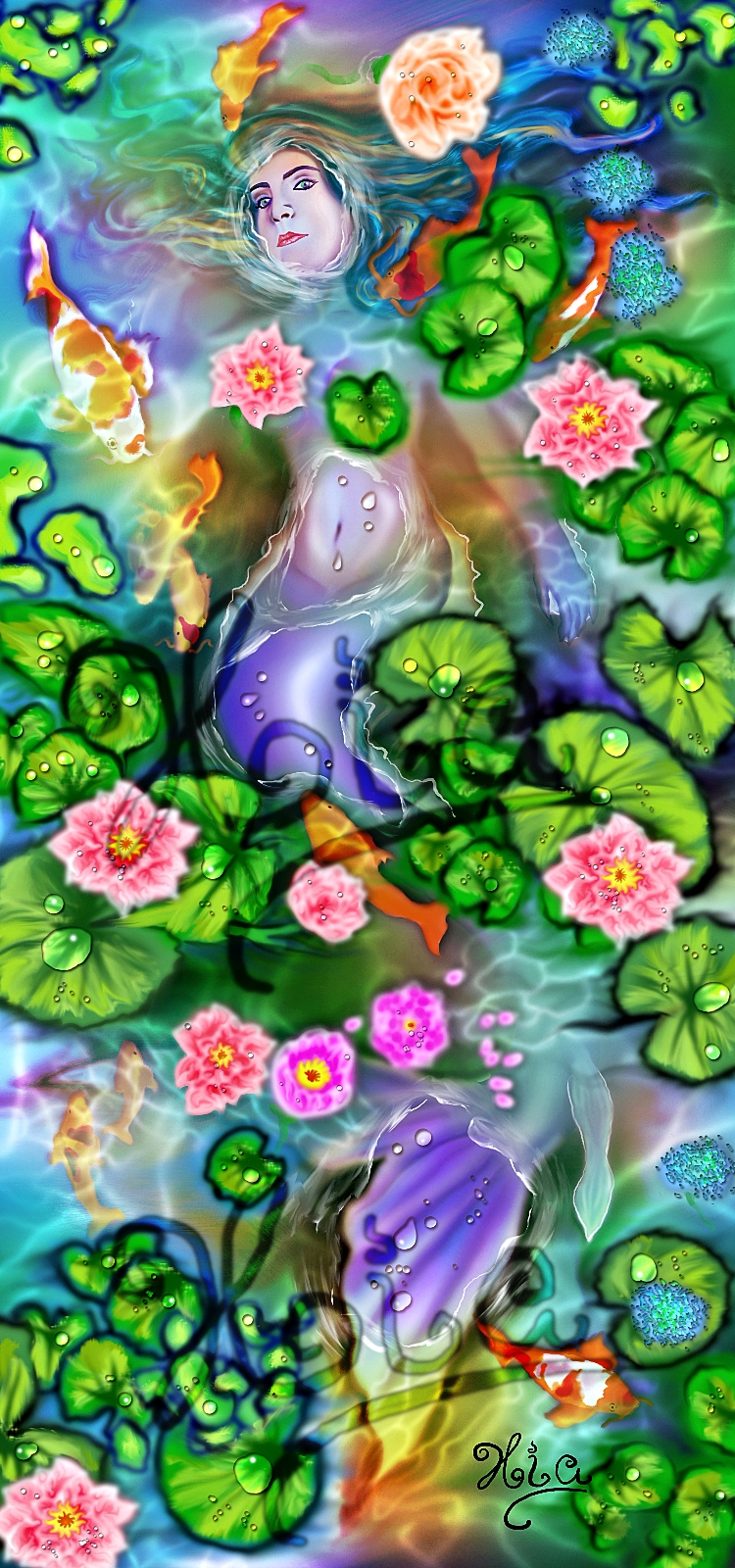 Mermaid in the lily pond