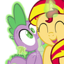 Sunset Shimmer and Spike