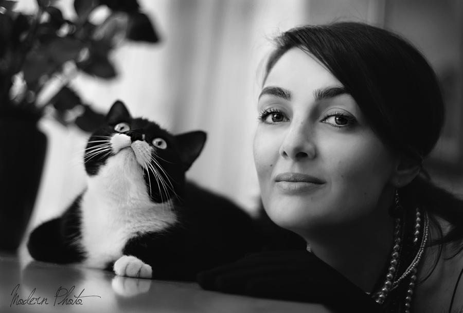 Lady and a cat