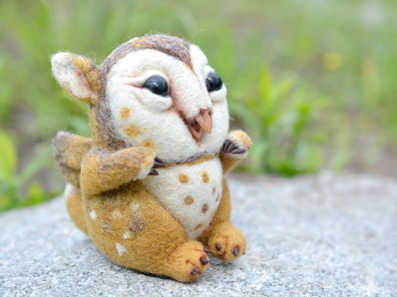 Needle felted barn owl Griffin chicks