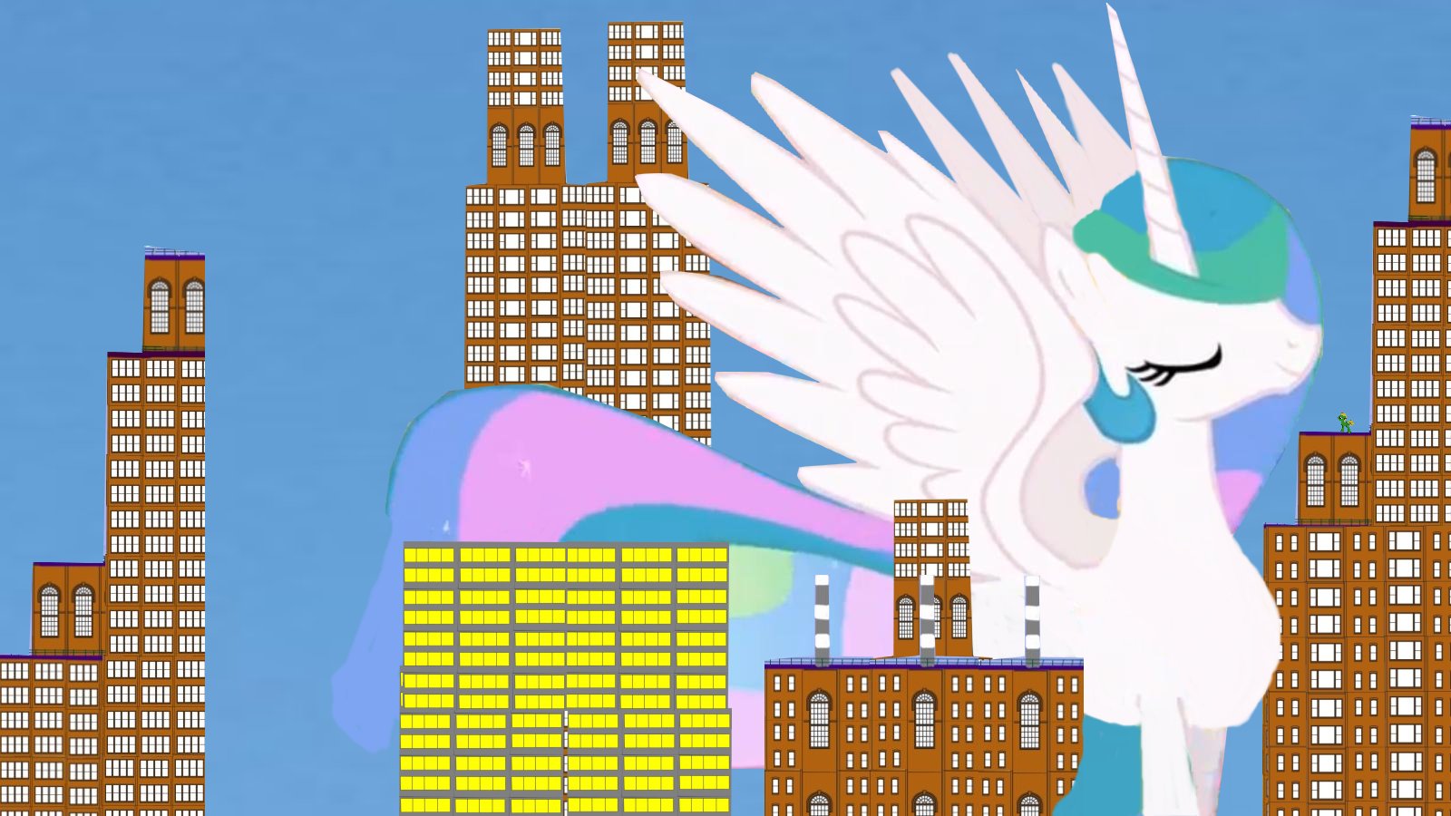 Princess Celestia on a storll though Manehattan