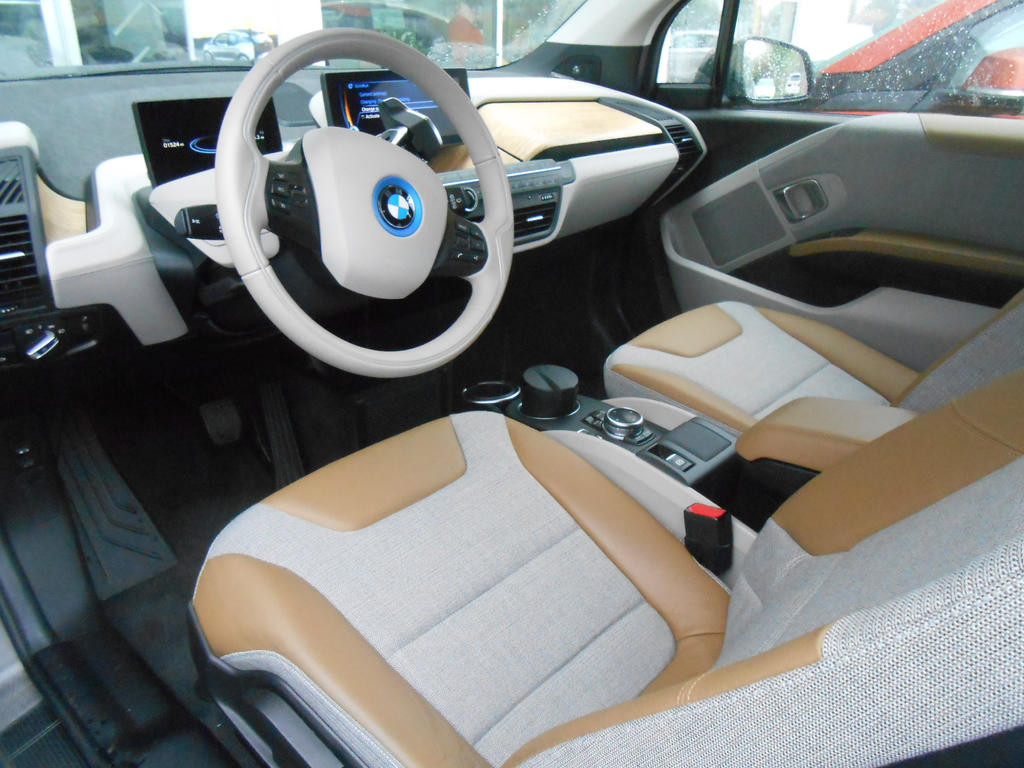 The inside of the BMW i3 electric car