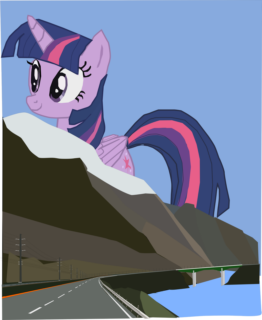 Giant Twilight Sparkle in the Mountains by OceanRailroader on DeviantArt