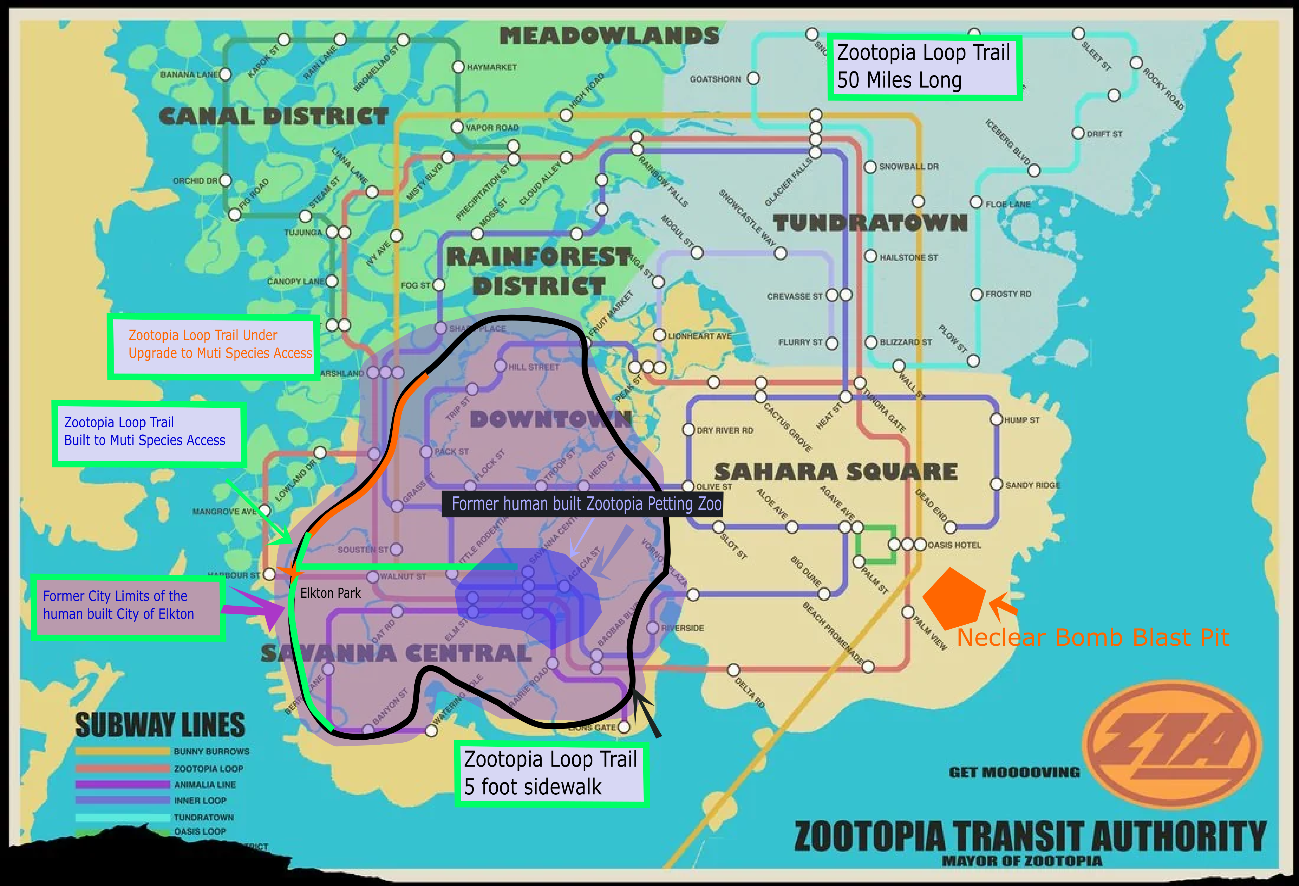Zotopia Traffic Network Zootopia Loop Trail Map by OceanRailroader on DeviantArt
