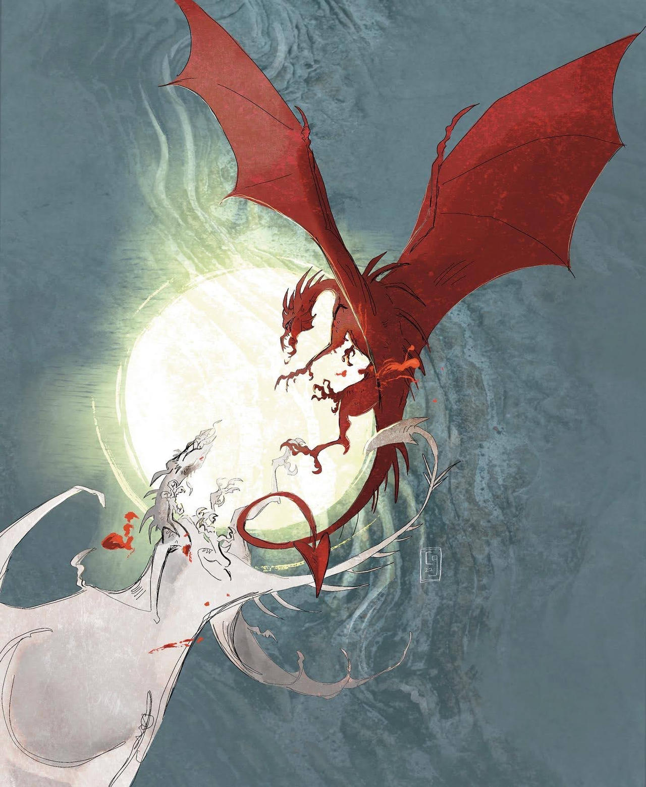 Draig Y Ddraig Goch a'r Ddraig Wen by coldweatherart on DeviantArt