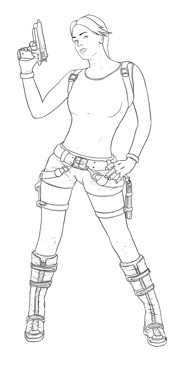 Lara Croft Lineart