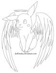 Free winged Pikachu Lineart by JinKitsuka