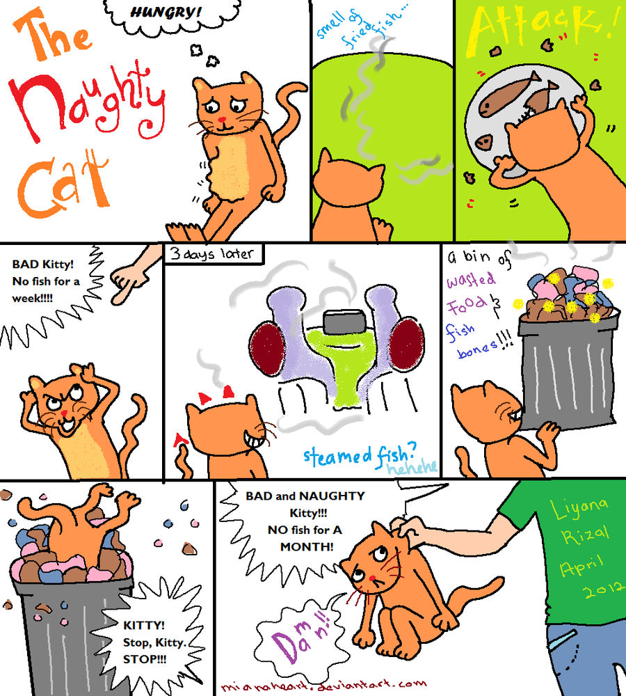 Simple Comic: The Naughty Cat by MianaHeART on DeviantArt