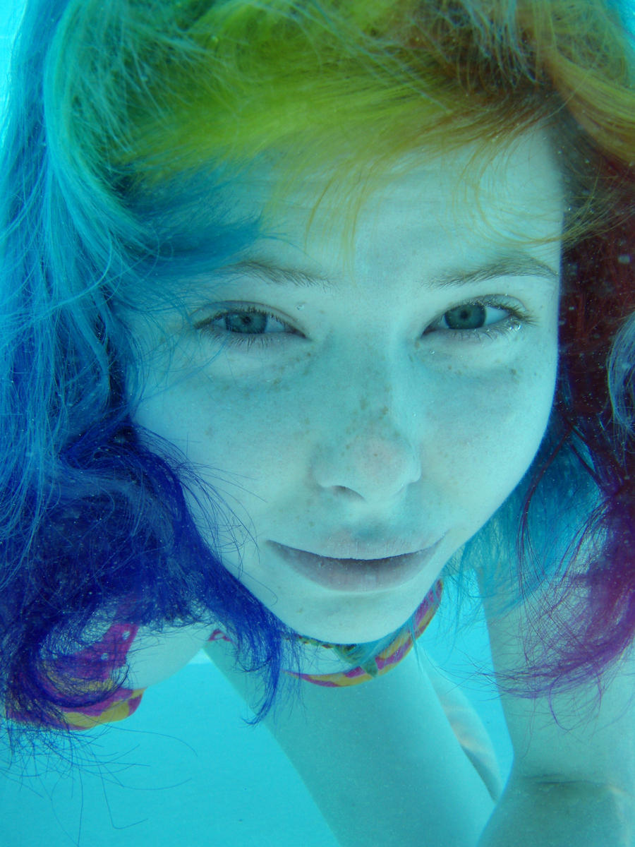 Rainbow hair underwater