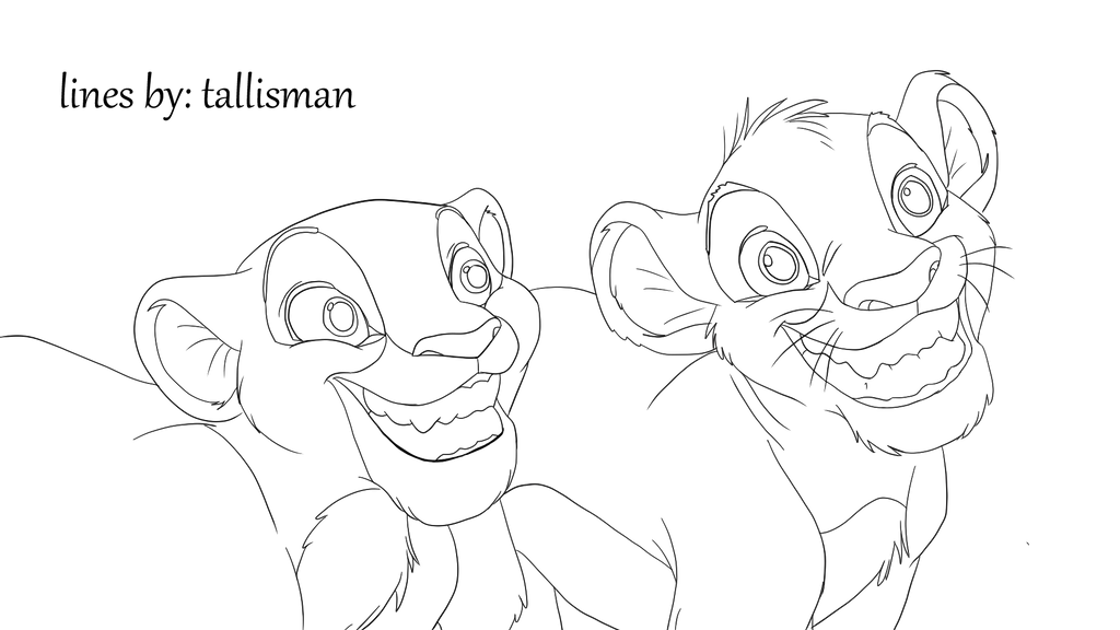 Simba Line Nala and Simba line art (redo) by TallyBaby13 on DeviantArt