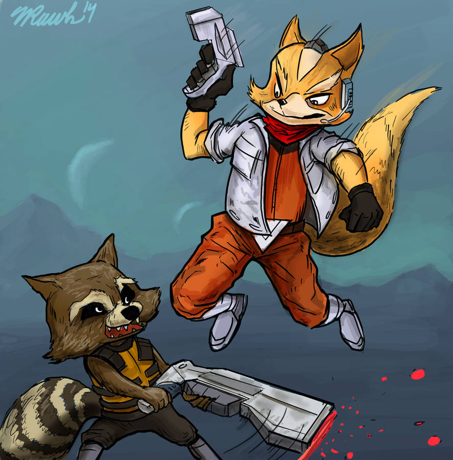 Fox mccloud vs rocket raccoon by WrawlsArt on DeviantArt