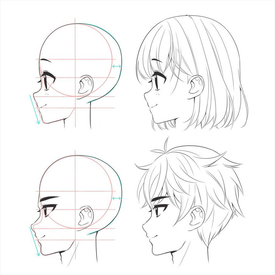 Anime boy and girl head drawing by MokocchiHana on DeviantArt