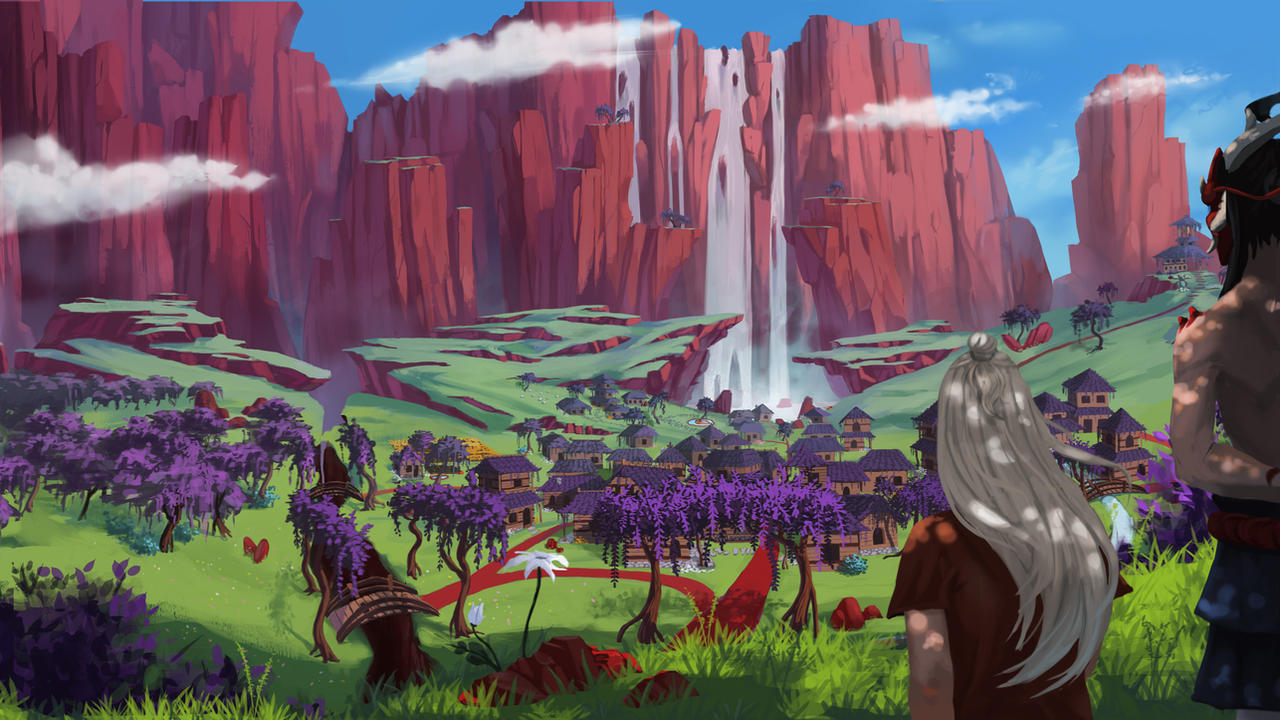 Vilage R Water Fall Village of waterfalls by GingerfulPerson on DeviantArt