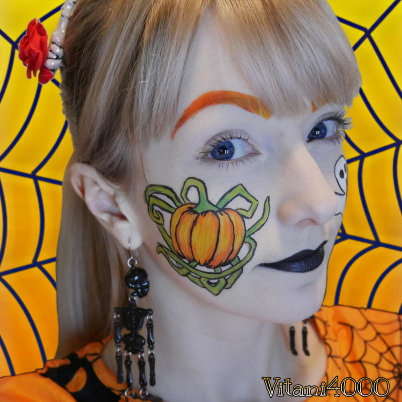 Easy Pumpkin Face Paint Design - Tutorials & Videos 