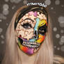Rainbow Puzzle Skull - Face paint