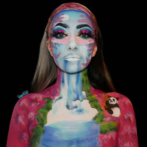 Sakura/Waterfall Landscape Bodypaint