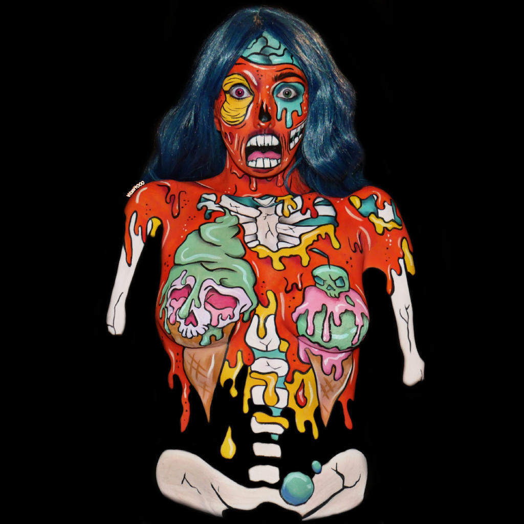 Orange popart zombie - Bodypaint