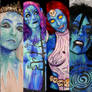 Blue bodypaint collage