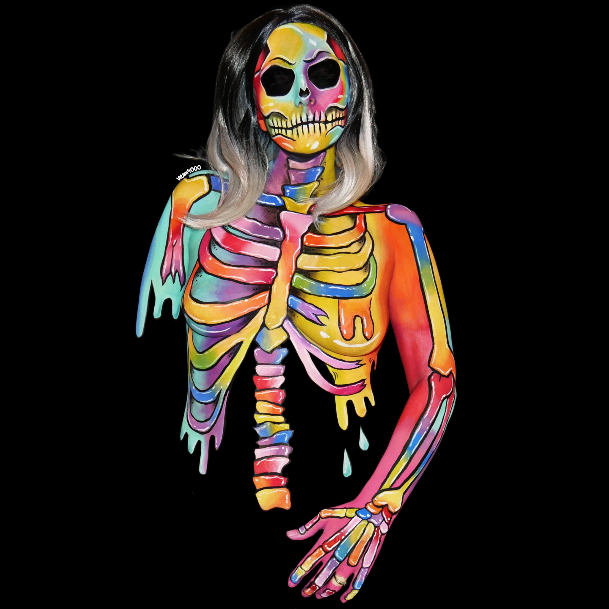 Melting rainbow skeleton - Bodypaint 3/5