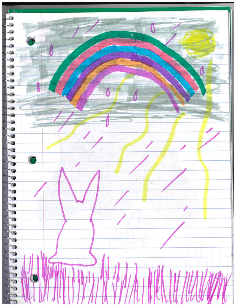 Rainbow Rabbit Deviantart rabbit staring at rainbow by lownestarre on DeviantArt