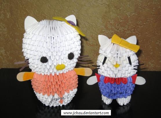 3D Origami Hello Kittys