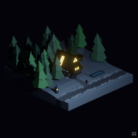 Isometric Low poly house 3d model